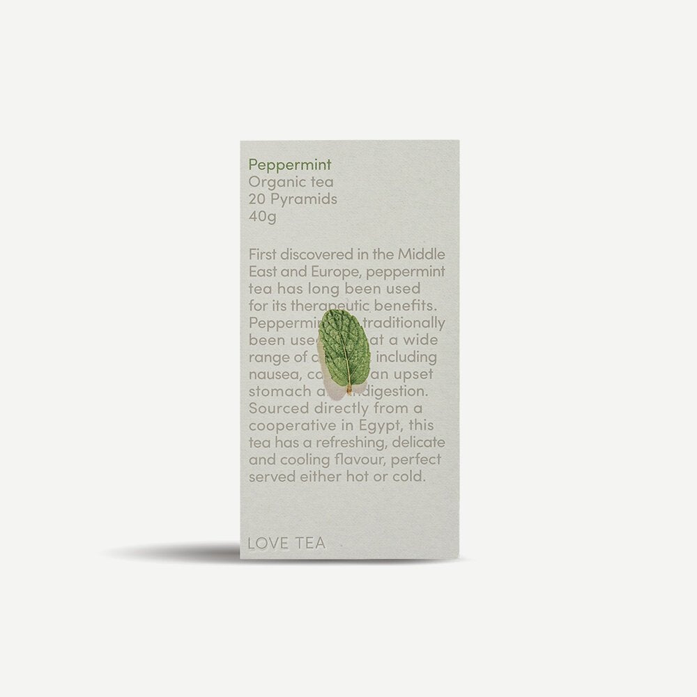box of organic peppermint love tea bags