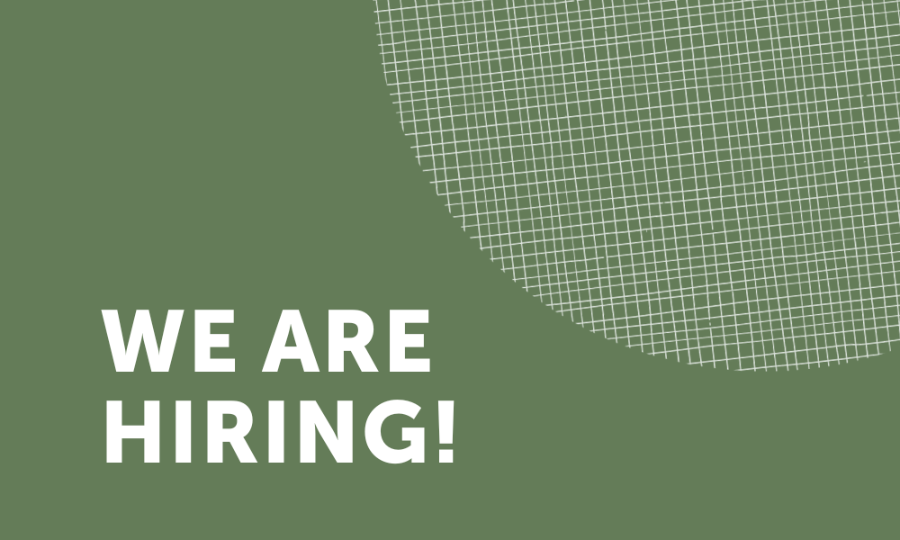 We are hiring text over a green background