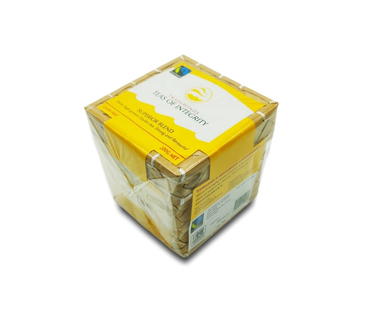 yellow box of organic tradewinds timor-leste superior blend loose leaf tea