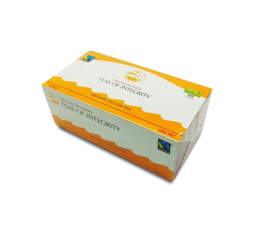 orange box of organic tradewinds timor-leste ceylon tea bags