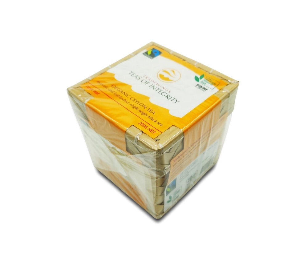 orange box of organic tradewinds timor-leste ceylon loose leaf tea