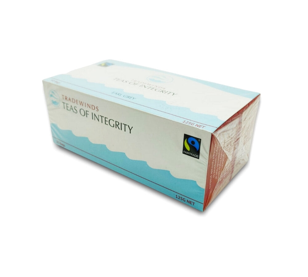 blue box of organic tradewinds timor-leste earl grey tea bags