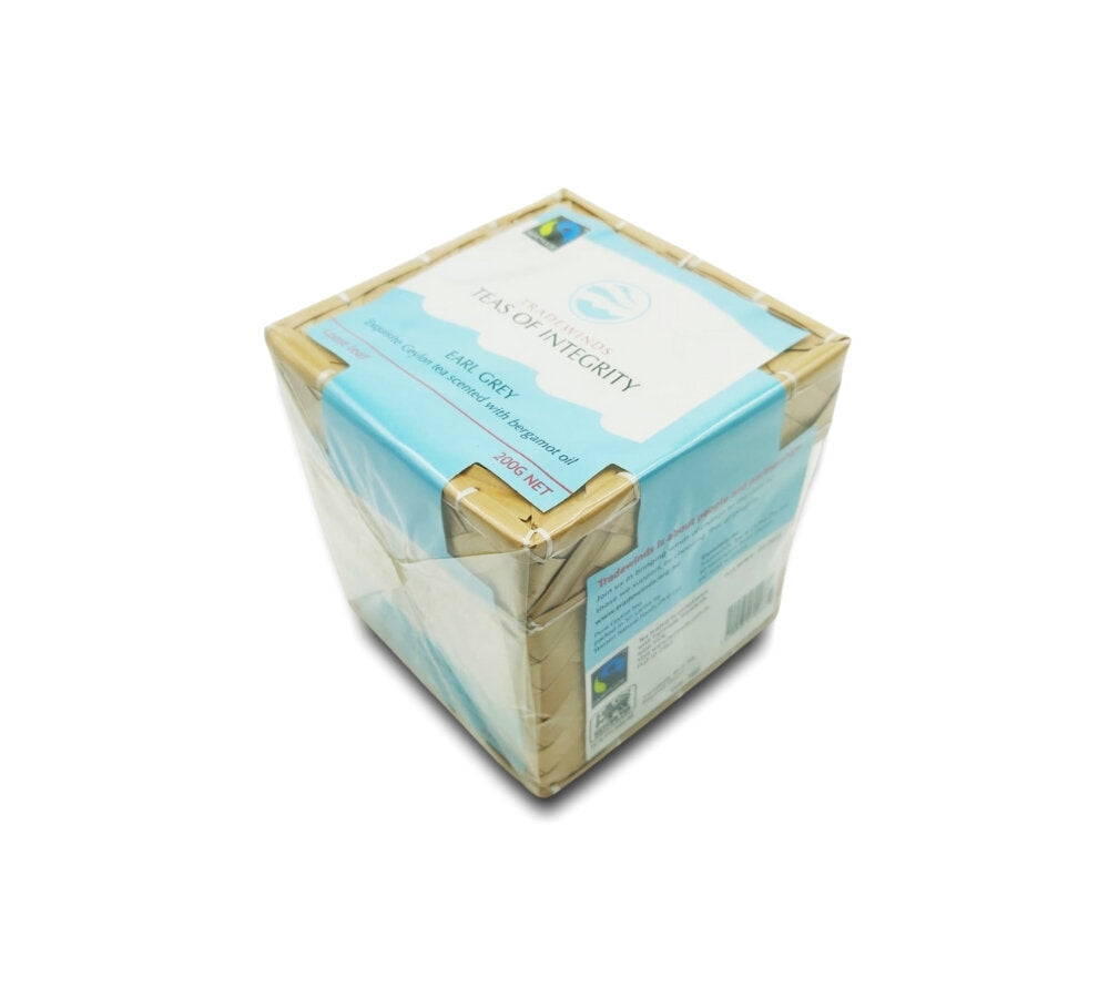 blue box of organic tradewinds timor-leste earl grey loose leaf tea